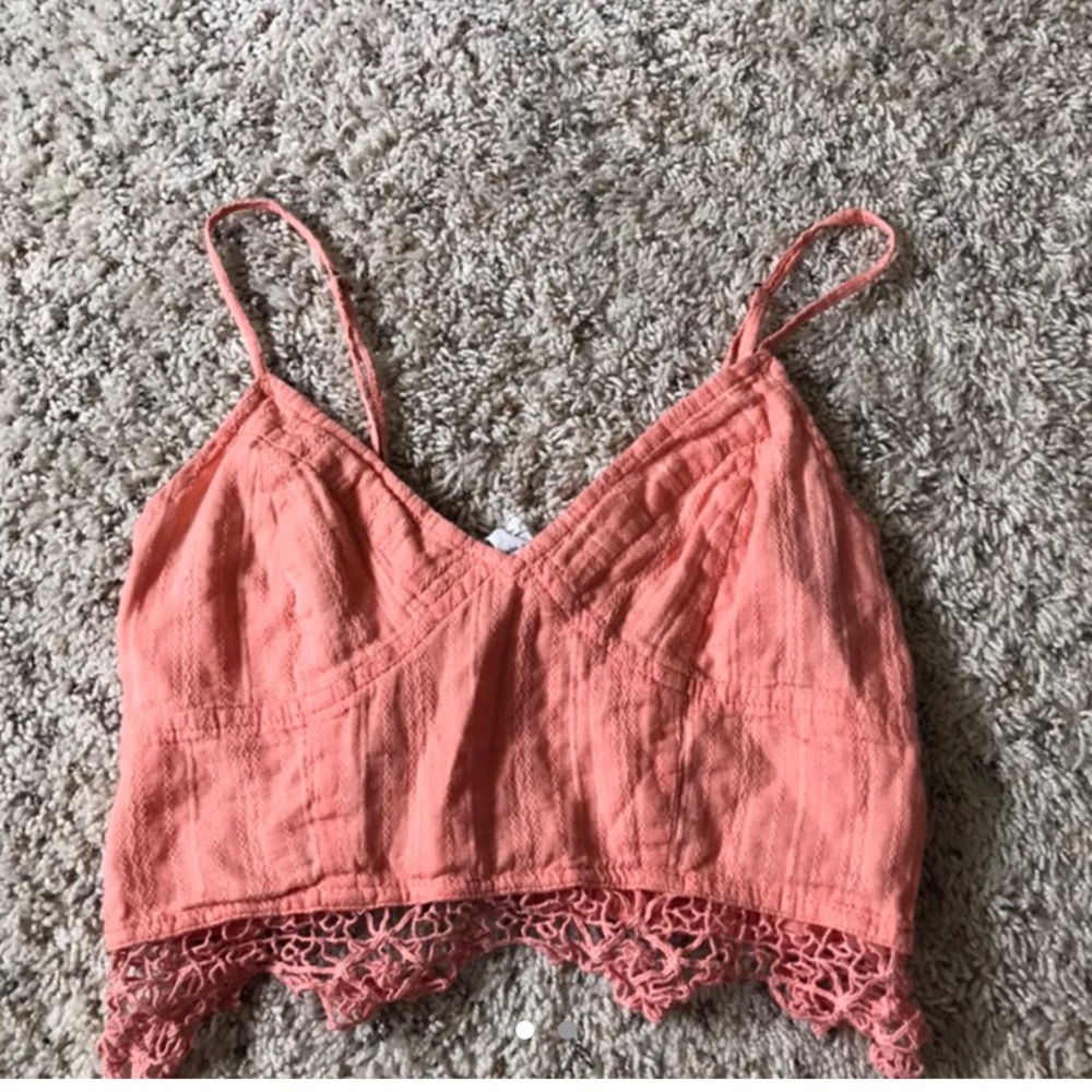 Coral lace tank top